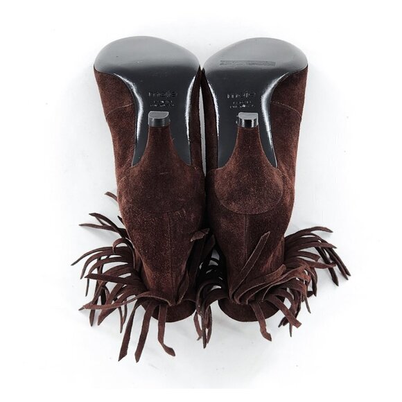 MAJE Fox Suede Ankle Fringe Bootie Brown NEW Floor Model - Picture 8 of 11